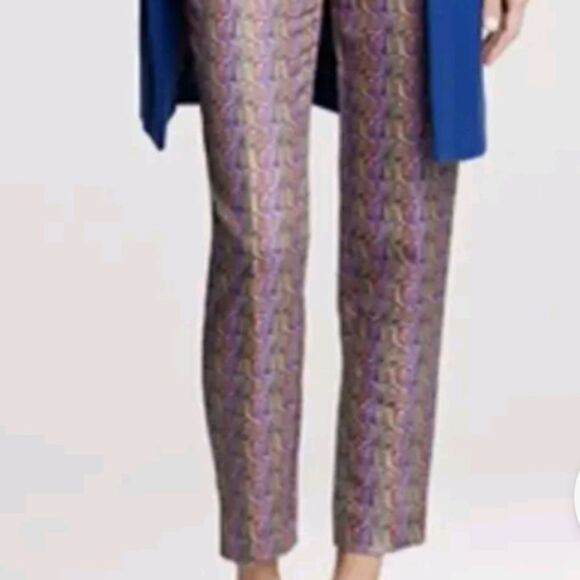 J Crew Silk Wool Blend Jacquard Jewel Toned Cafe' Capri Size 00 - Picture 2 of 8